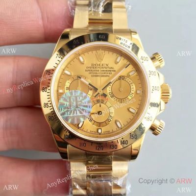 JF Replica Swiss 7750 Rolex Daytona All Gold Chronograph Watch